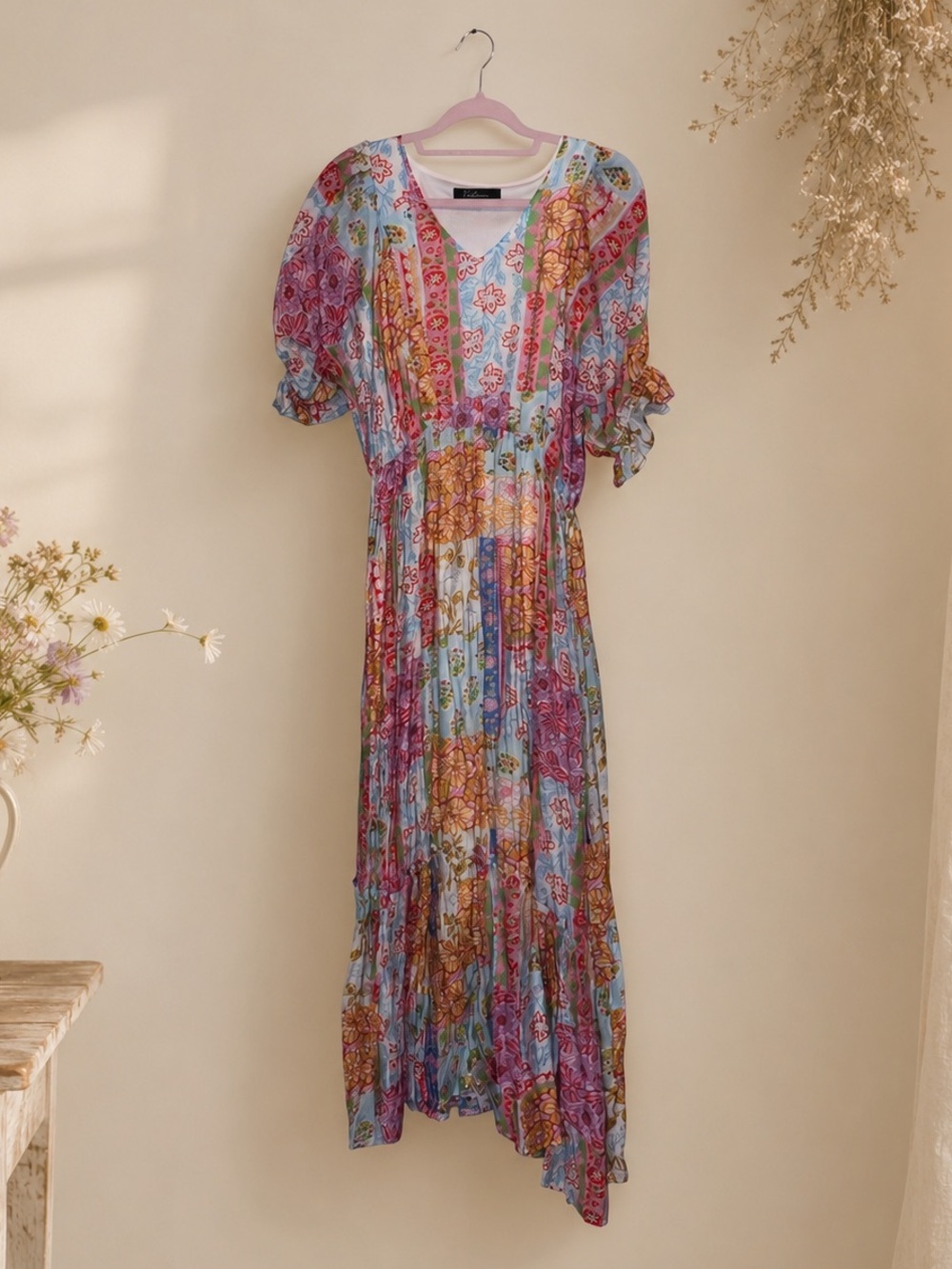 Calessa Floral Patchwork Maxi Dress Size Medium Cottagecore